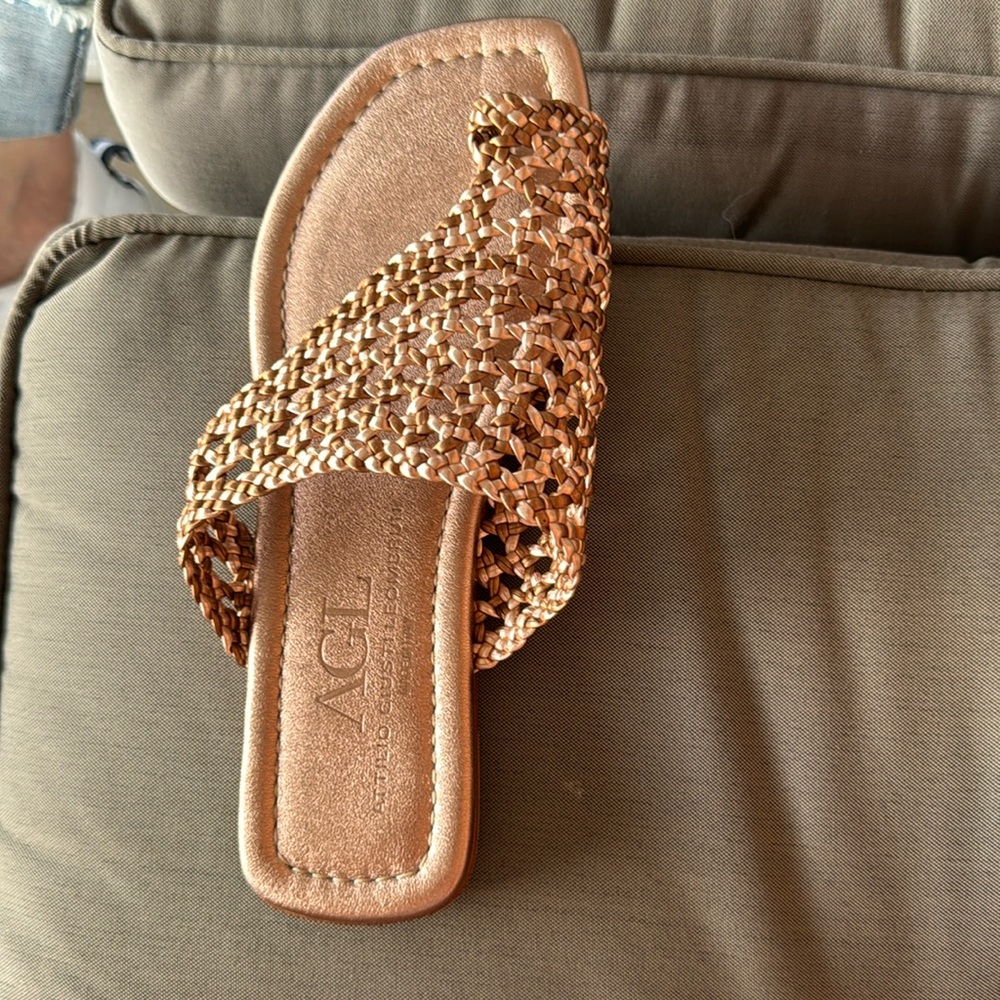 Rose gold Italian leather sandals